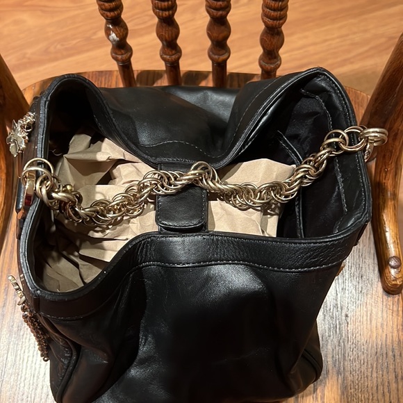 Versace H&M Black Leather Purse With Charms And Chain Handle Tags Dust Bag - Picture 5 of 13